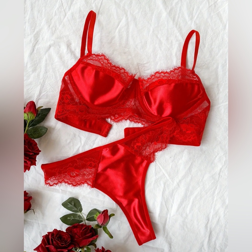 Elegant Red Lace Lingerie Set